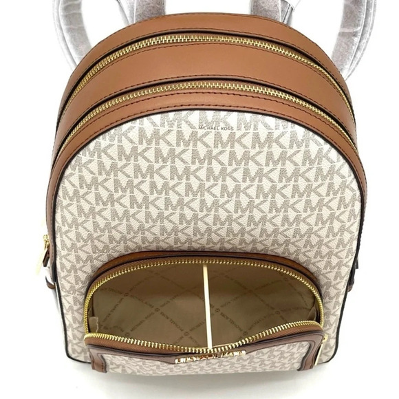 Michael Kors Jaycee Medium Zip Packet Backpack & LG Trifold Wallet Vanilla (NWT) - Picture 8 of 13